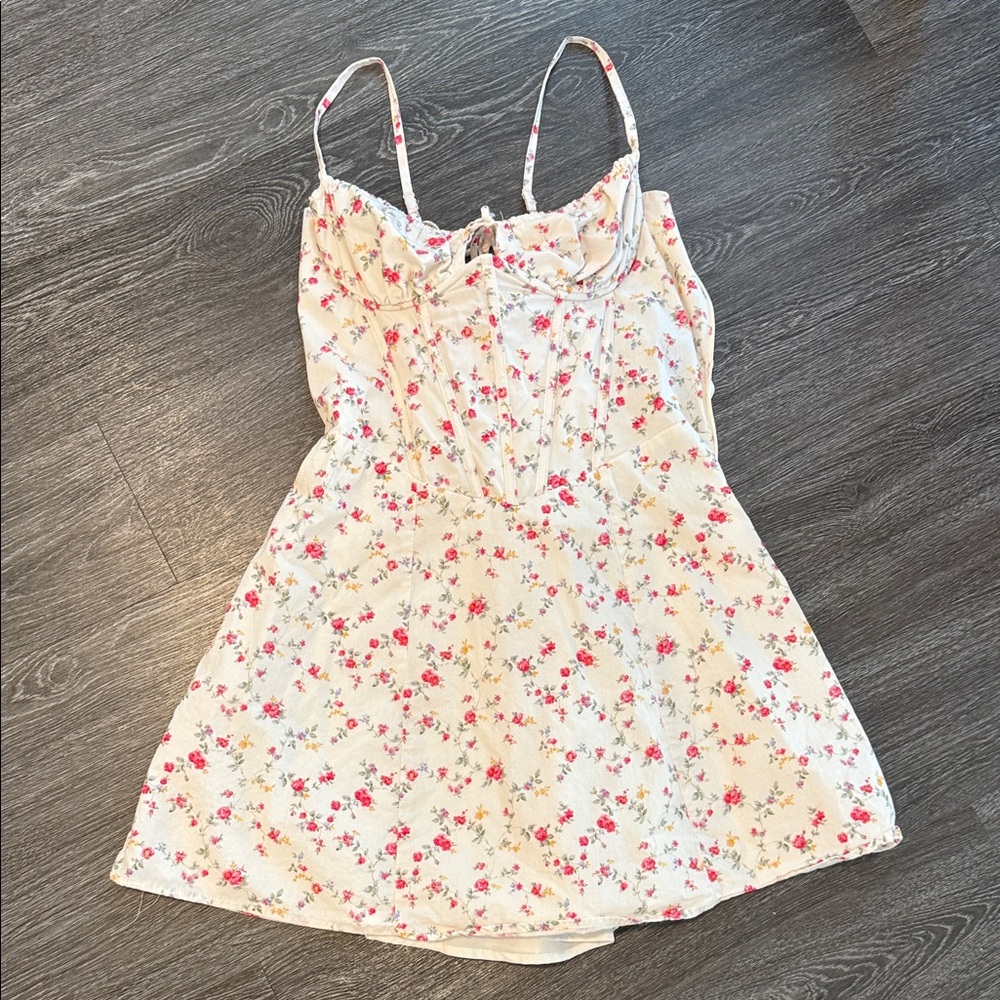 Windsor Floral Mini Dress - Cream and Pink
